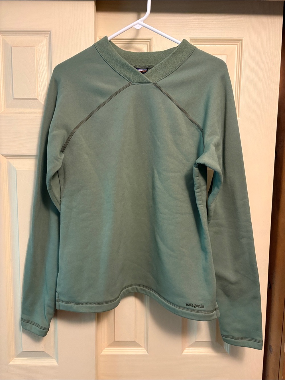 Patagonia Seafoam Green Expedition weight capilene shirt